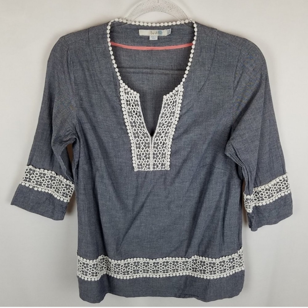 Boden top blue with lace 8P